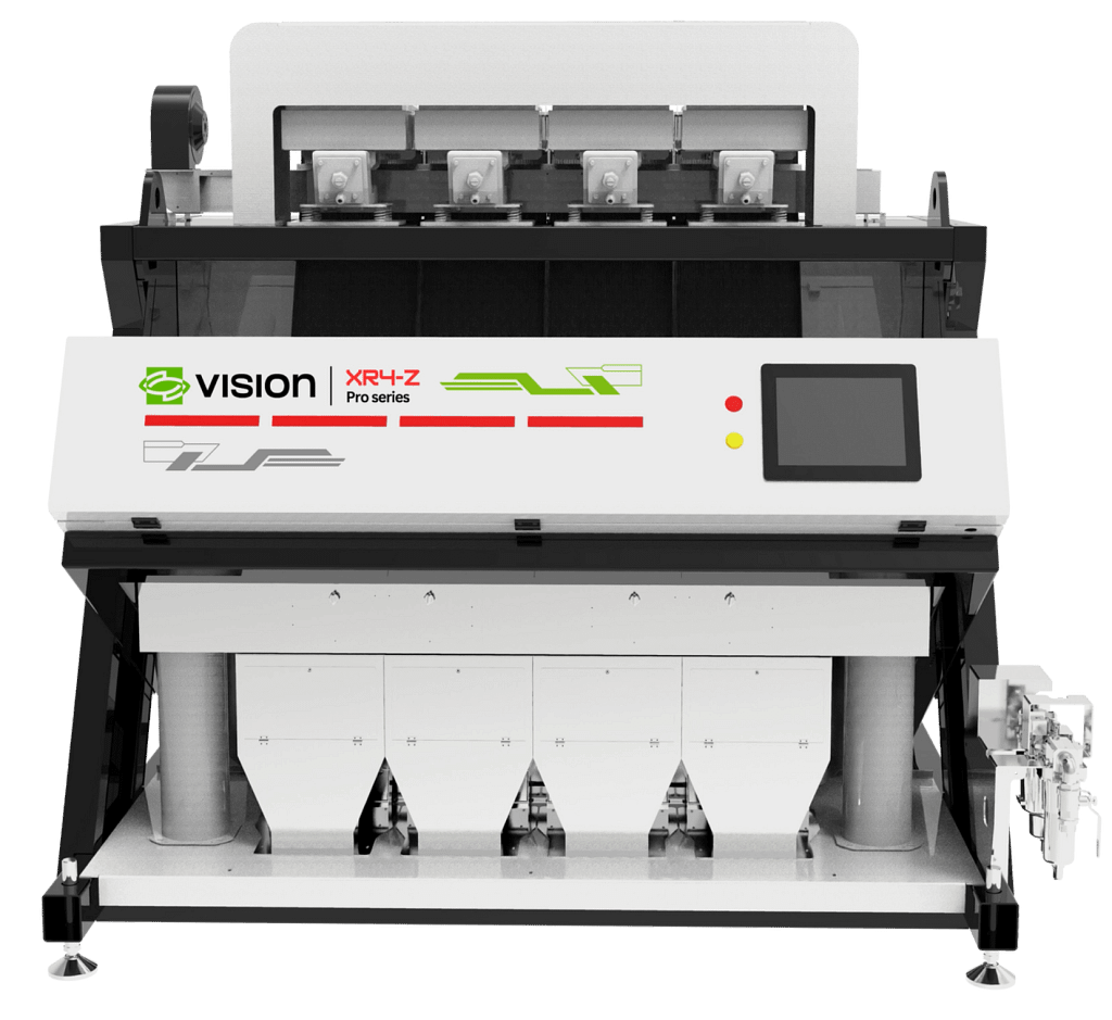 VISION XR4-Z Pro Series Color Sorter with 240 channels, ultra-high accuracy, and blower system for efficient sorting of rice, grains, and plastics.